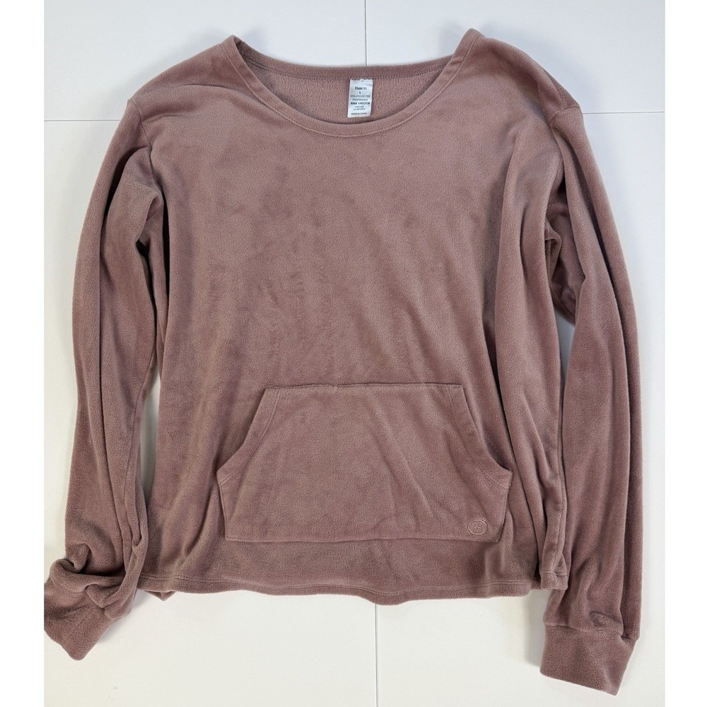 Born Plush Fleece Mauve Kangaroo Pocket Pullover Sweatshirt Large